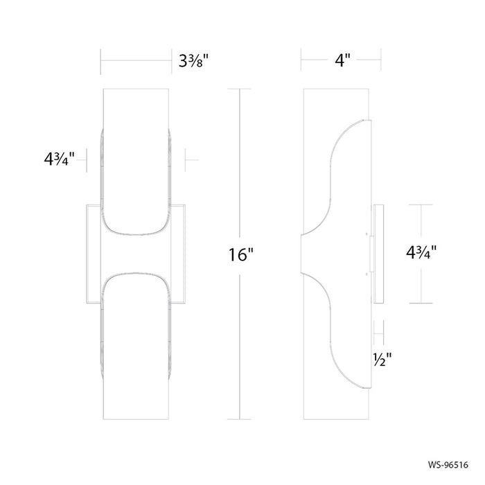 Modern Forms Royce 1Lt 16" LED Wall Sconce, Black/Clear