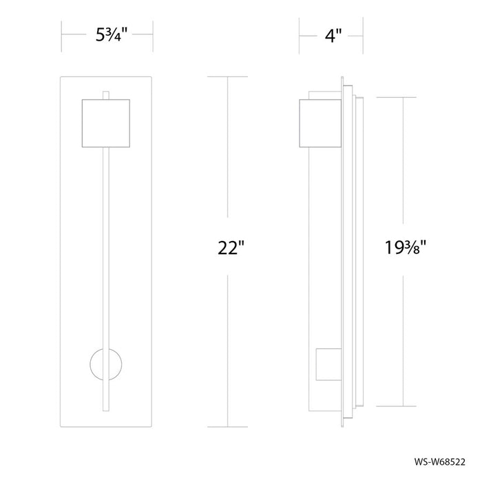 Modern Forms Scepter 2Lt 22" LED Outdoor Wall Light, Black/Textured
