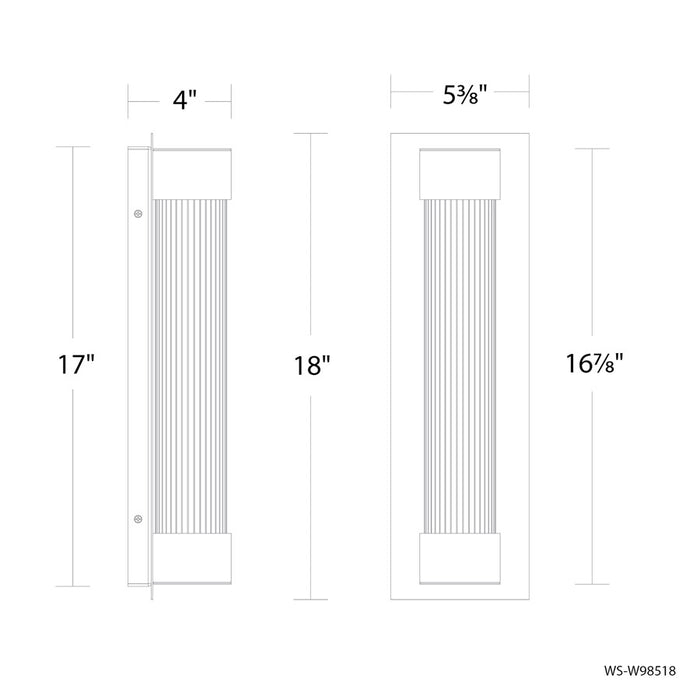 Modern Forms Chyzel 18" LED Outdoor Wall Light, 3500K, Black/Clear/Frost