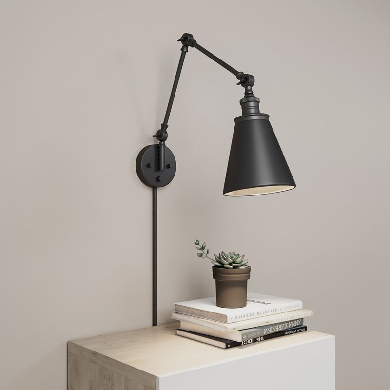 Millennium Lighting Evonne 1Lt Swing Arm Sconce, Black/Black