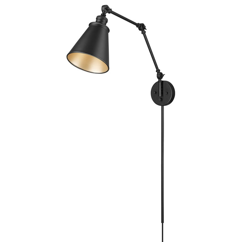 Millennium Lighting Evonne 1Lt Swing Arm Sconce, Black/Black