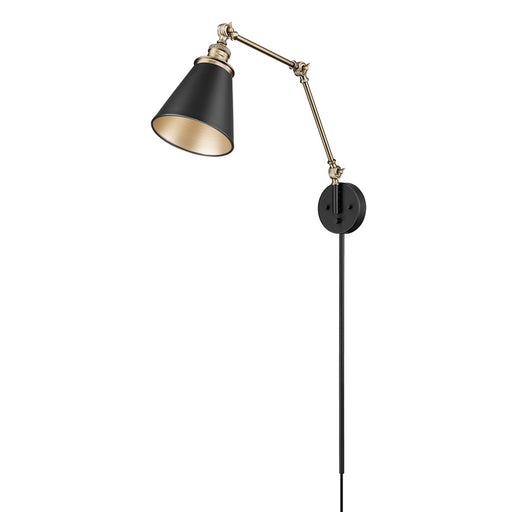 Millennium Lighting Evonne 1Lt Swing Arm Sconce, Black/Brass - 10001-MB-VB