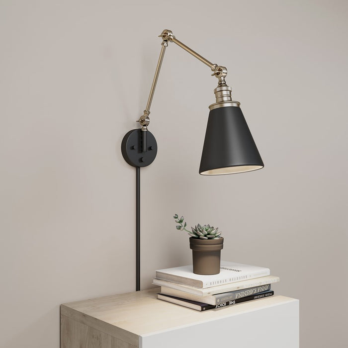 Millennium Lighting Evonne 1Lt Swing Arm Sconce, Black/Brass