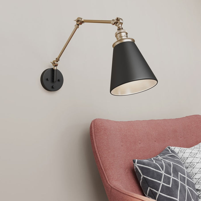 Millennium Lighting Evonne 1Lt Swing Arm Sconce, Black/Brass