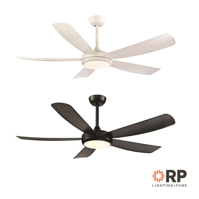 RP Lighting Airstra 5Bld 52" LED Ceiling Fan, Mat. Blk/Etched