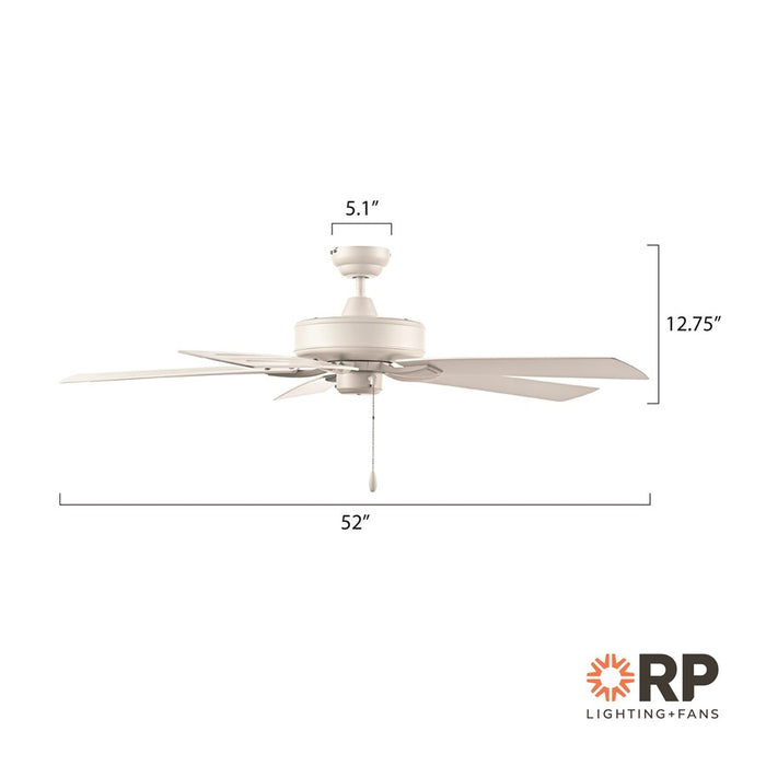 RP Lighting Velbreeze 5Bld 52" Ceiling Fan, Matte White
