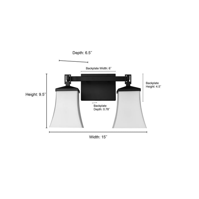 Millennium Lighting Sonorra 2Lt Vanity, Black/Opal White
