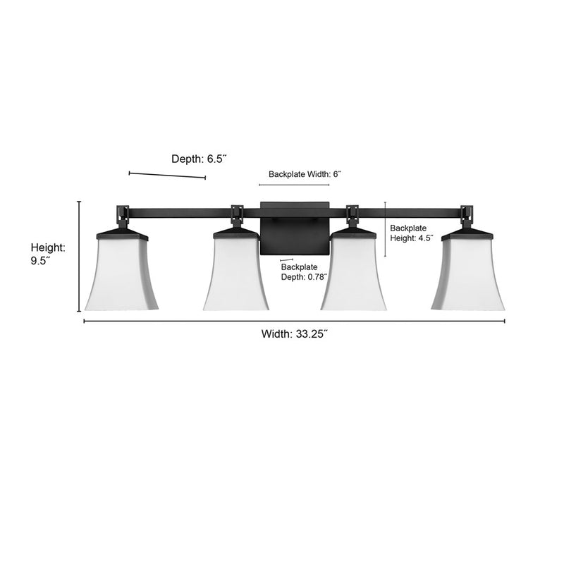 Millennium Lighting Sonorra 4Lt Vanity, Black/Opal White