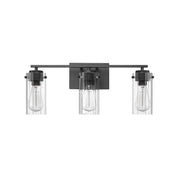 Millennium Lighting Serena 3Lt Vanity, Black/Clear Ribbed - 10303-MB