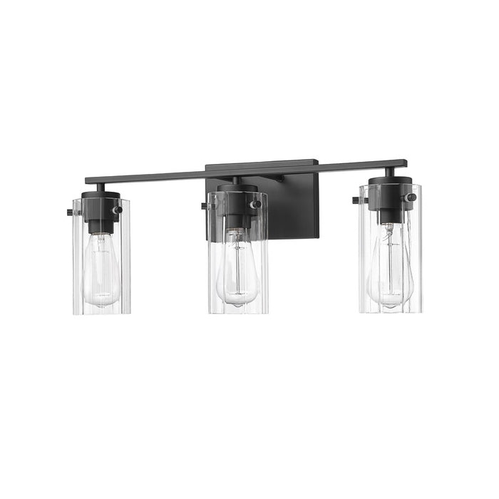 Millennium Lighting Serena 3Lt Vanity, Black/Clear Ribbed