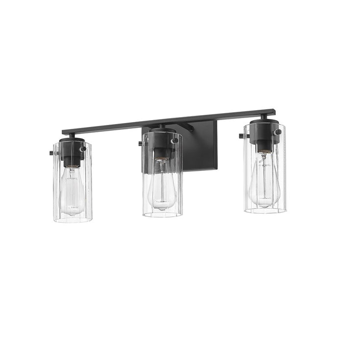 Millennium Lighting Serena 3Lt Vanity, Black/Clear Ribbed