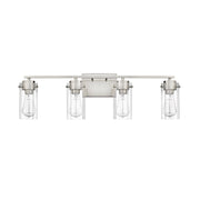 Millennium Lighting Serena 4Lt Vanity, Brushed Nickel/Clear Ribbed - 10304-BN
