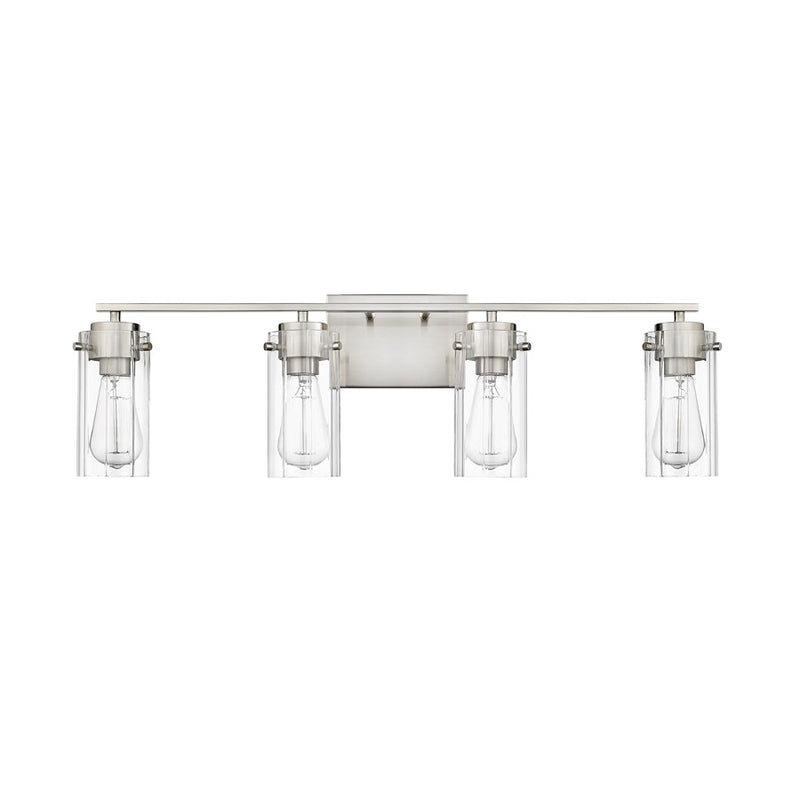 Millennium Lighting Serena 4Lt Vanity, Brushed Nickel/Clear Ribbed - 10304-BN