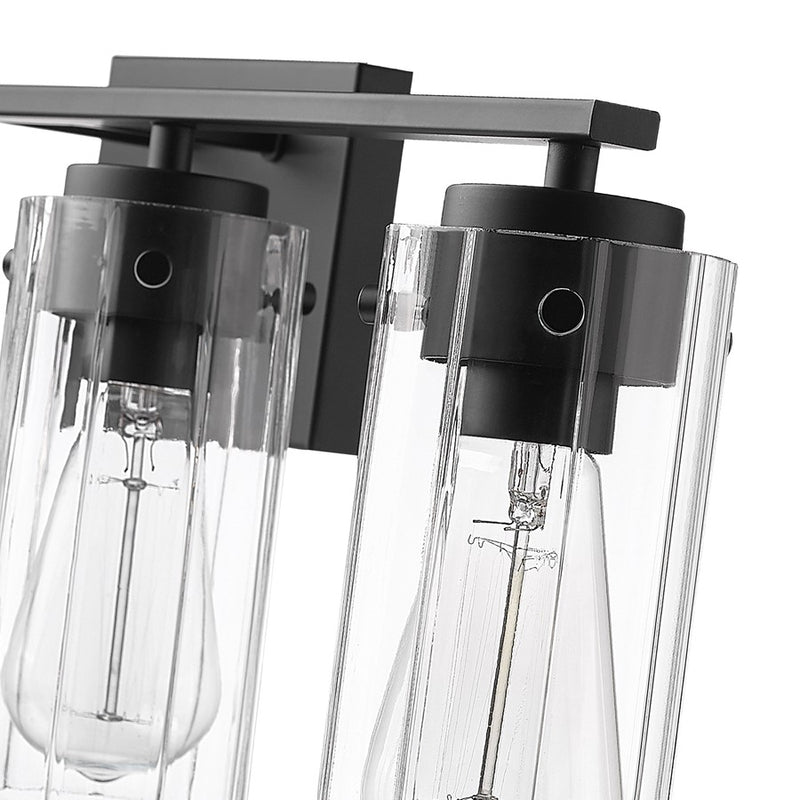 Millennium Lighting Serena 4Lt Vanity, Black/Clear Ribbed