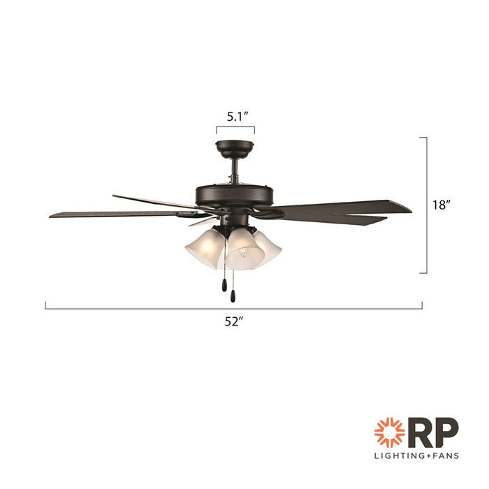 RP Lighting Calivane 5Bld 52" LED Ceiling Fan, Black/Etched