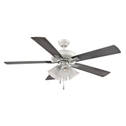 RP Lighting Calivane 5Bld 52" LED Ceiling Fan, Matte White/Etched - 1033MWWMWWL