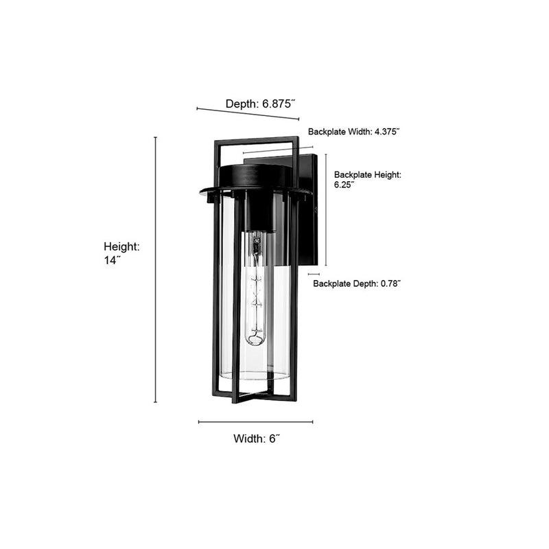 Millennium Lighting Russell 1Lt 6" Outdoor Wall Sconce, Black/Clear