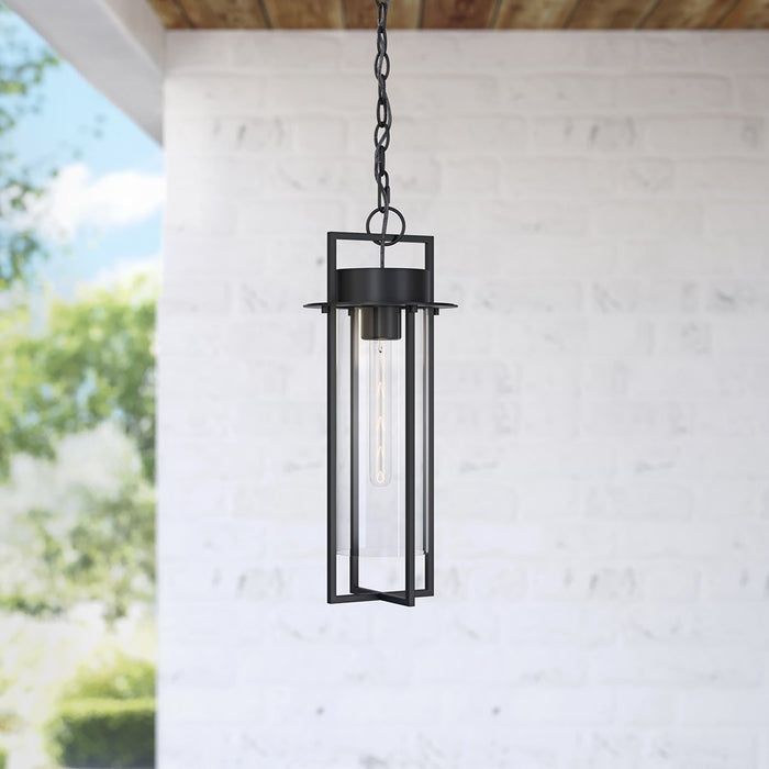 Millennium Lighting Russell 1Lt Outdoor Pendant, Coated Black/Clear