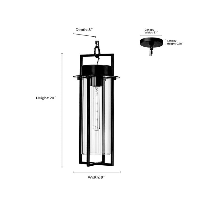 Millennium Lighting Russell 1Lt Outdoor Pendant, Coated Black/Clear