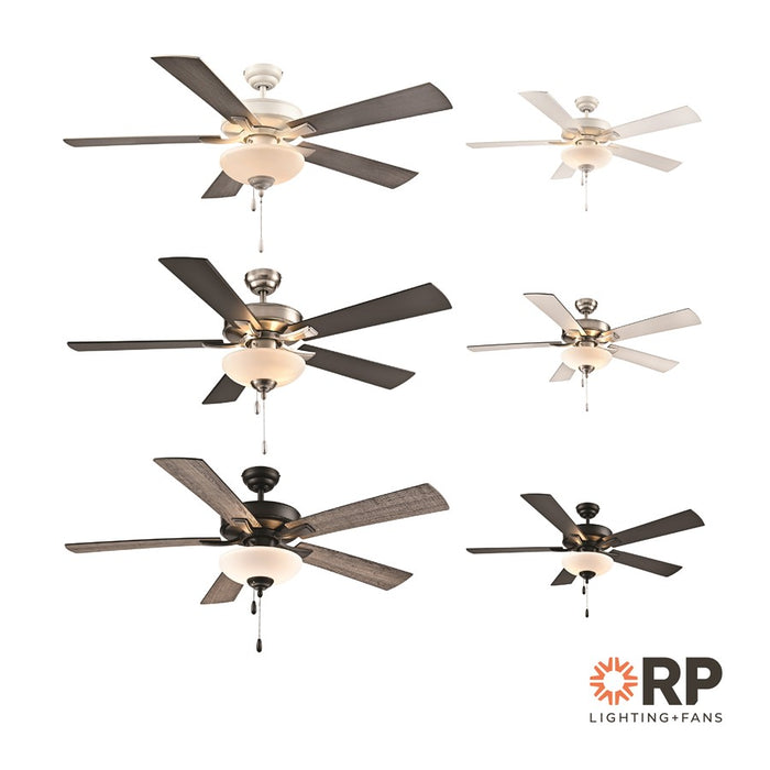 RP Lighting Galeson 5Bld 52" LED Ceiling Fan, Nickel/Etched