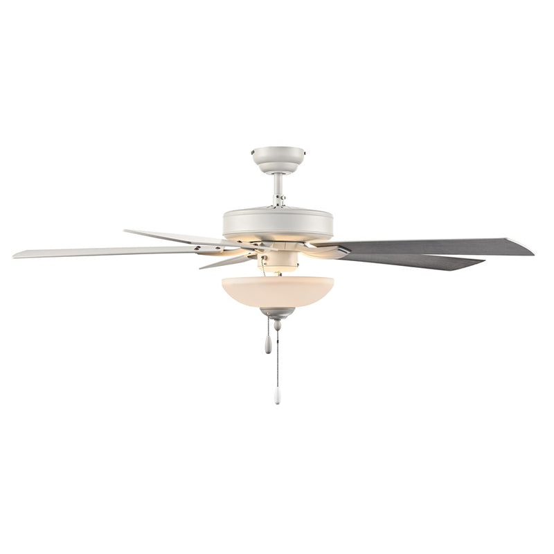 RP Lighting Galeson 5Bld 52" LED Ceiling Fan, Matte White/Etched