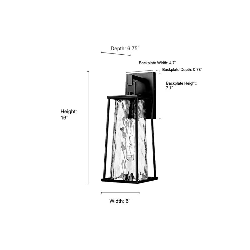 Millennium Lighting Dutton 1Lt 6" Outdoor Wall Sconce, Black/Clear