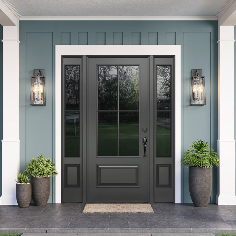 Millennium Lighting Dutton 2Lt Outdoor Wall Sconce, Black/Clear