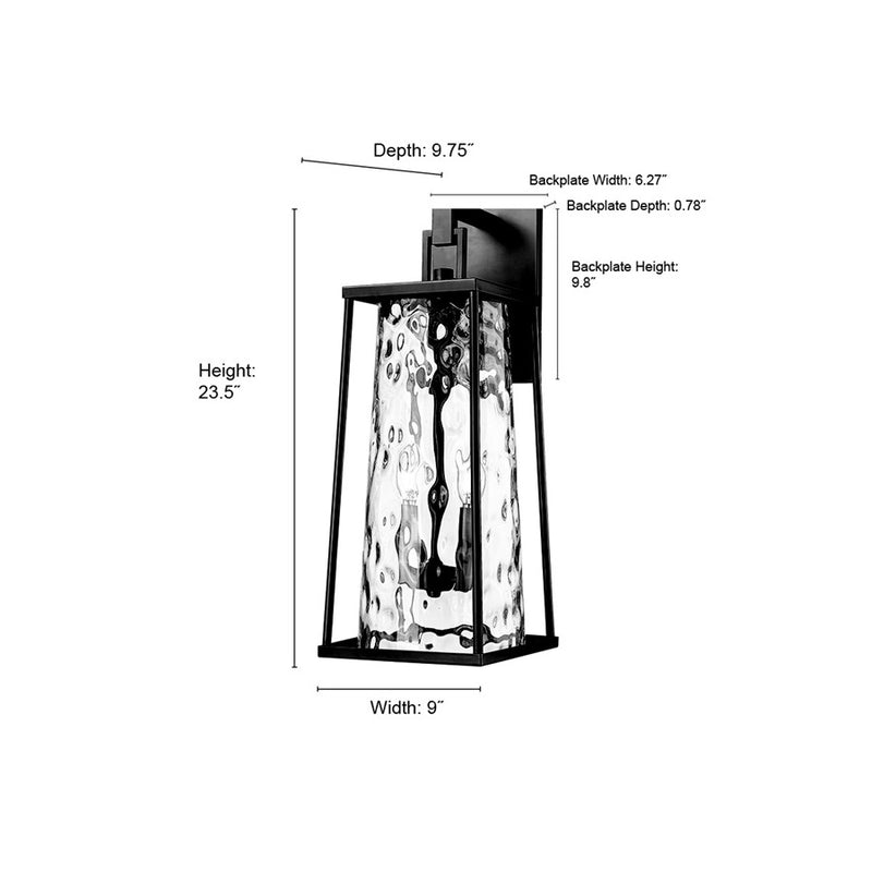 Millennium Lighting Dutton 2Lt Outdoor Wall Sconce, Black/Clear