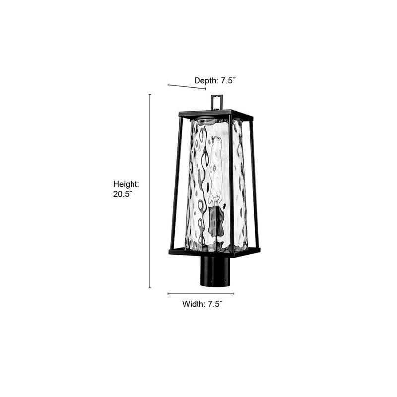 Millennium Lighting Dutton 1Lt Outdoor Post Lantern, Black/Clear