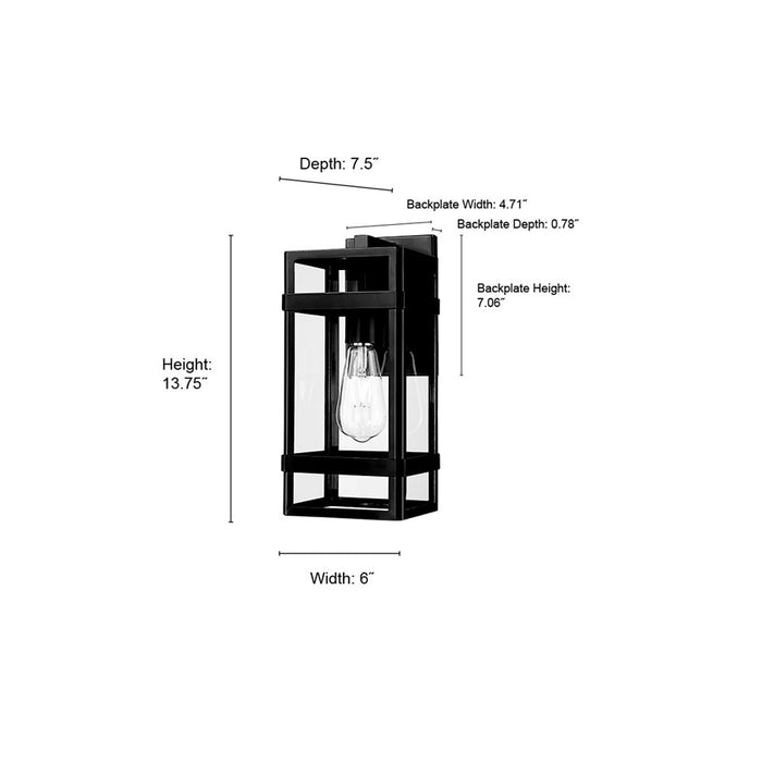 Millennium Lighting Payton 1Lt 14" Outdoor Wall Sconce, Black/Clear