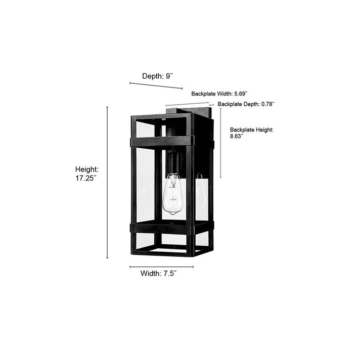 Millennium Lighting Payton 1Lt 17" Outdoor Wall Sconce, Black/Clear