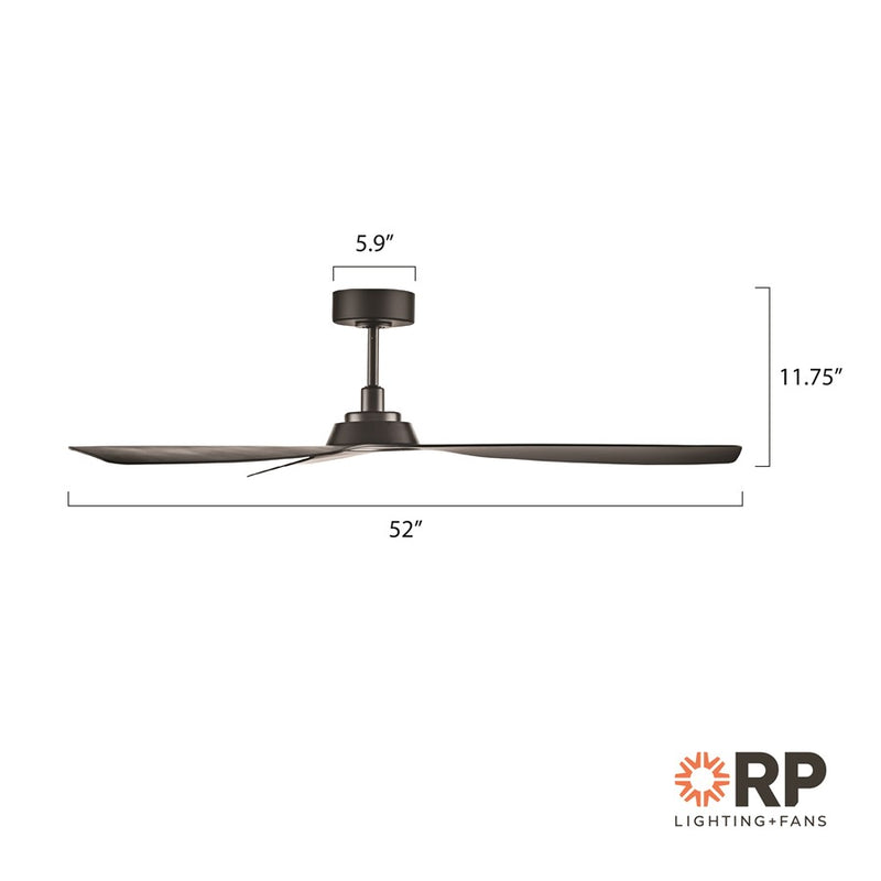 RP Lighting Cirova 3Bld 52" Ceiling Fan, Matte Black