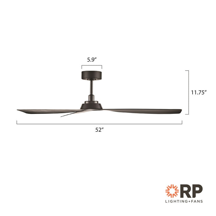 RP Lighting Cirova 3Bld 52" Ceiling Fan, Matte Black