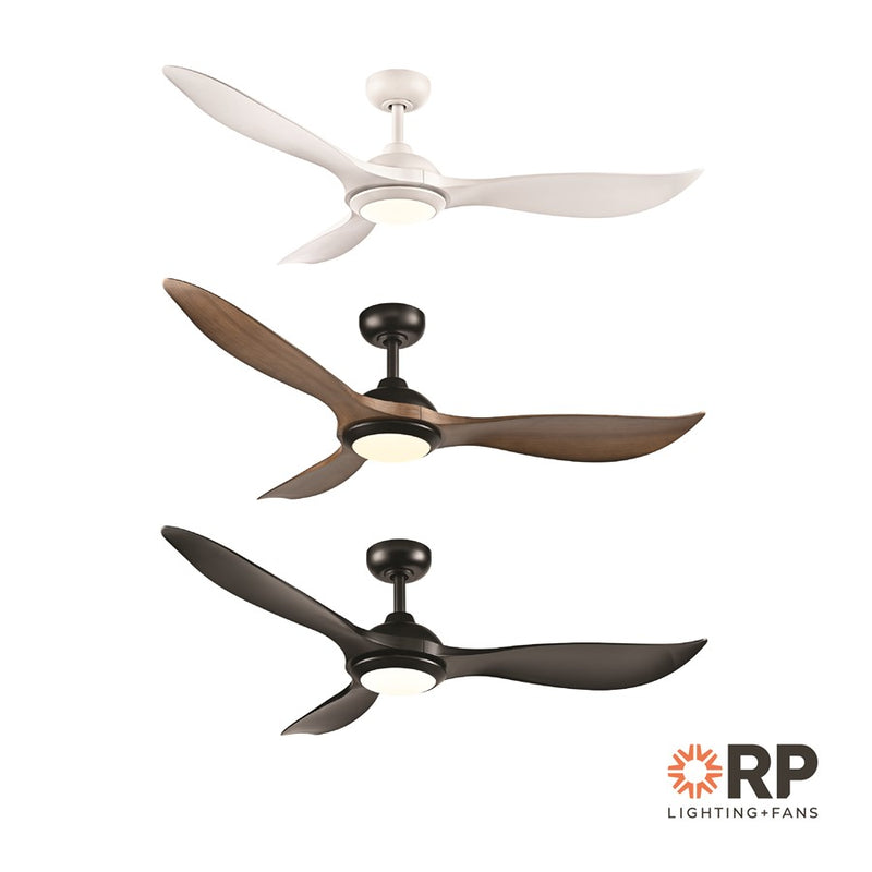 RP Lighting Wynleaf 3Bld 52" LED Ceiling Fan, Blk/Etched