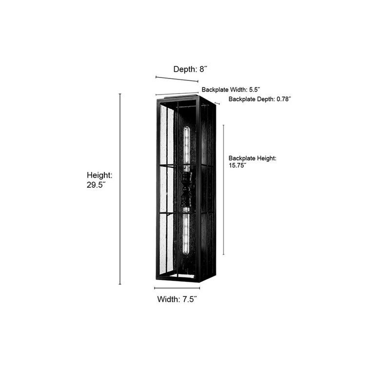 Millennium Lighting Jaxson 2Lt 8" Outdoor Wall Sconce, Black/Clear