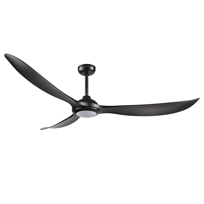RP Lighting Wynleaf 3Bld 72" LED Ceiling Fan, Blk/Etched - 1087WLED-MBK-MBK