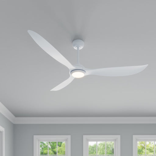 RP Lighting Wynleaf 3Bld 72" LED Ceiling Fan, White/Etched
