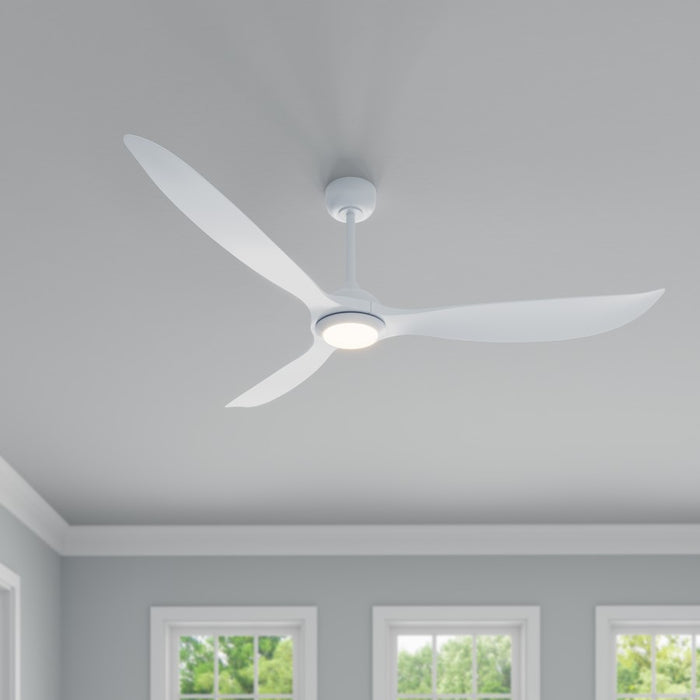 RP Lighting Wynleaf 3Bld 72" LED Ceiling Fan, White/Etched
