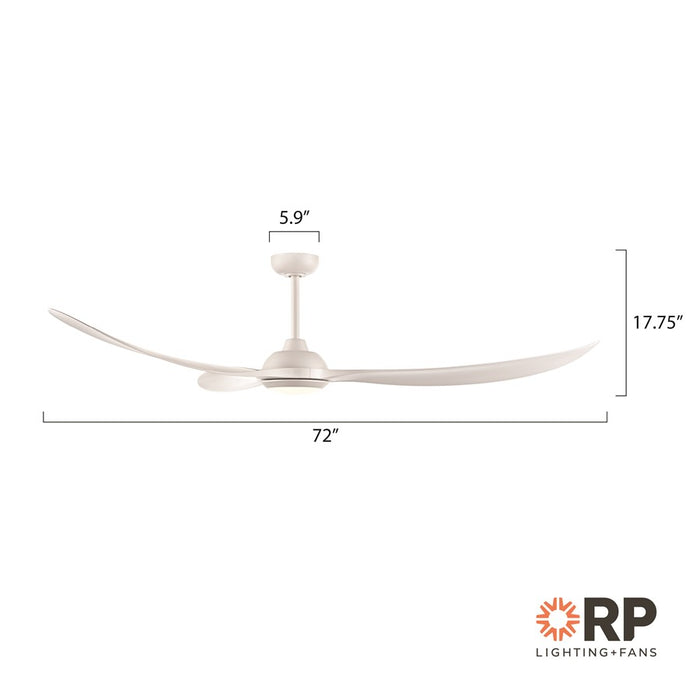 RP Lighting Wynleaf 3Bld 72" LED Ceiling Fan, White/Etched
