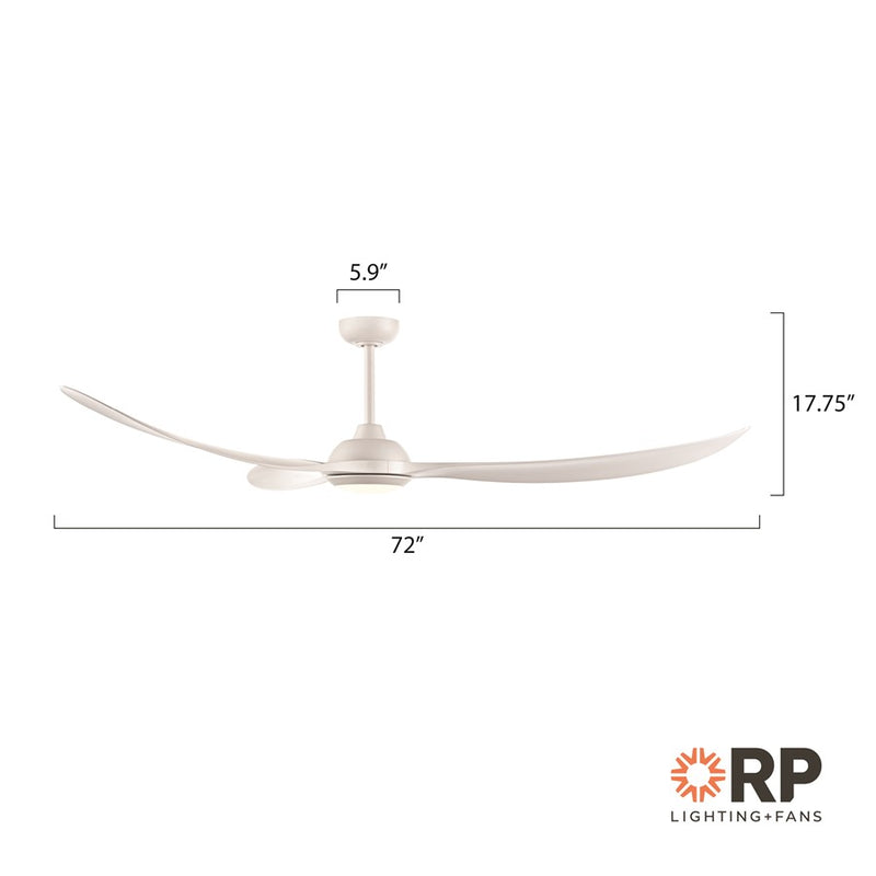 RP Lighting Wynleaf 3Bld 72" LED Ceiling Fan, White/Etched