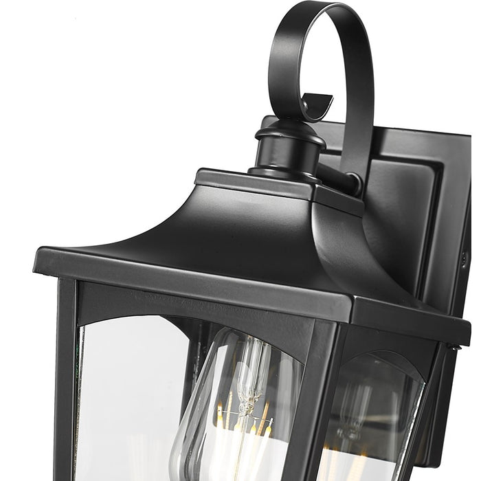 Millennium Lighting Curry 1Lt Outdoor Wall Sconce, Black/Clear