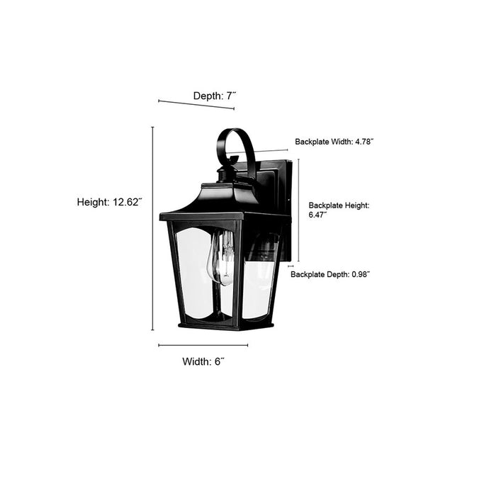 Millennium Lighting Curry 1Lt Outdoor Wall Sconce, Black/Clear