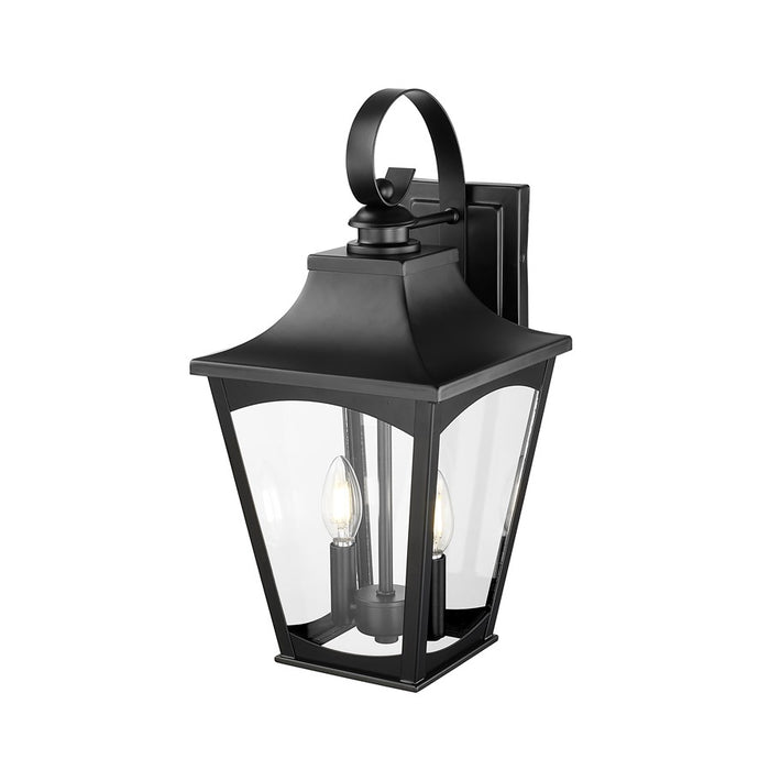 Millennium Lighting Curry 2Lt Outdoor Wall Sconce, Black/Clear