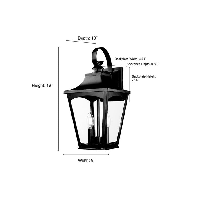 Millennium Lighting Curry 2Lt Outdoor Wall Sconce, Black/Clear