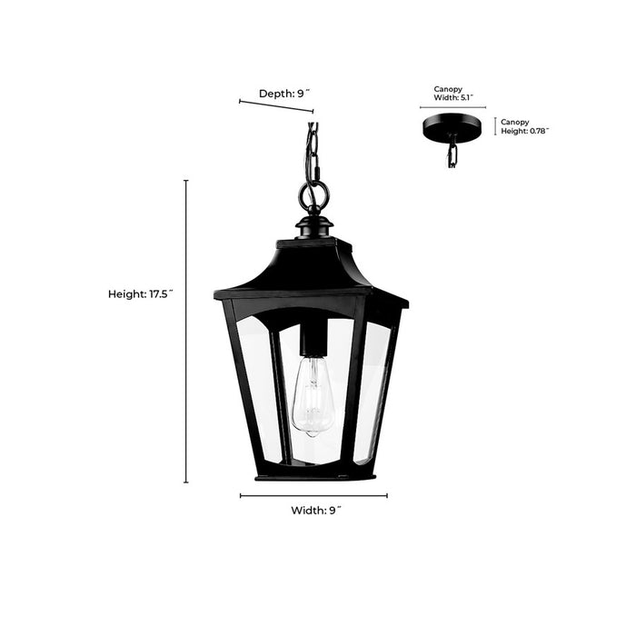 Millennium Lighting Curry 1Lt Outdoor Pendant, Coated Black/Clear