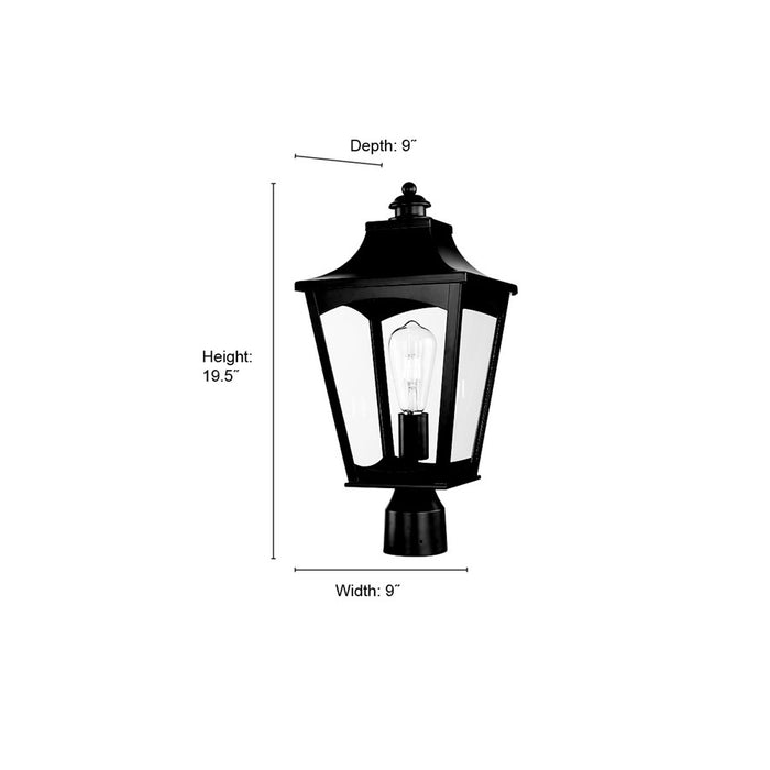 Millennium Lighting Curry 1Lt Outdoor Post Lantern, Black/Clear