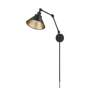 Millennium Lighting Edward 1Lt Swing Arm Sconce, Black/Black - 11001-MB