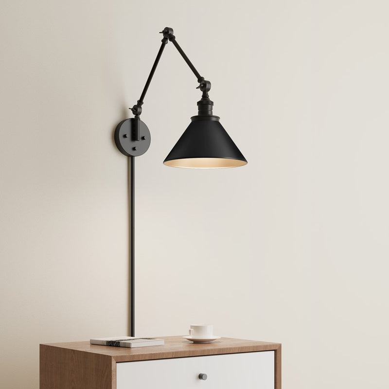 Millennium Lighting Edward 1Lt Swing Arm Sconce, Black/Black