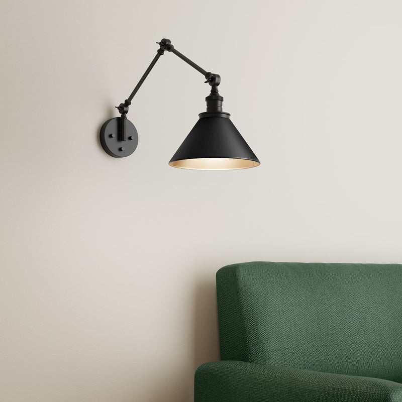 Millennium Lighting Edward 1Lt Swing Arm Sconce, Black/Black