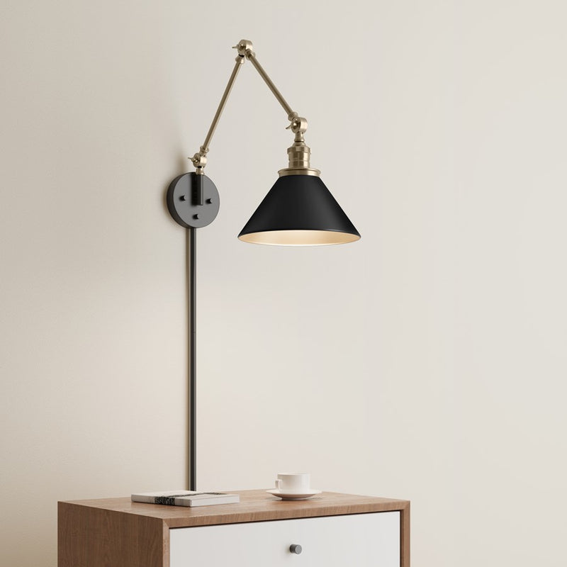 Millennium Lighting Edward 1Lt Swing Arm Sconce, Black/Brass